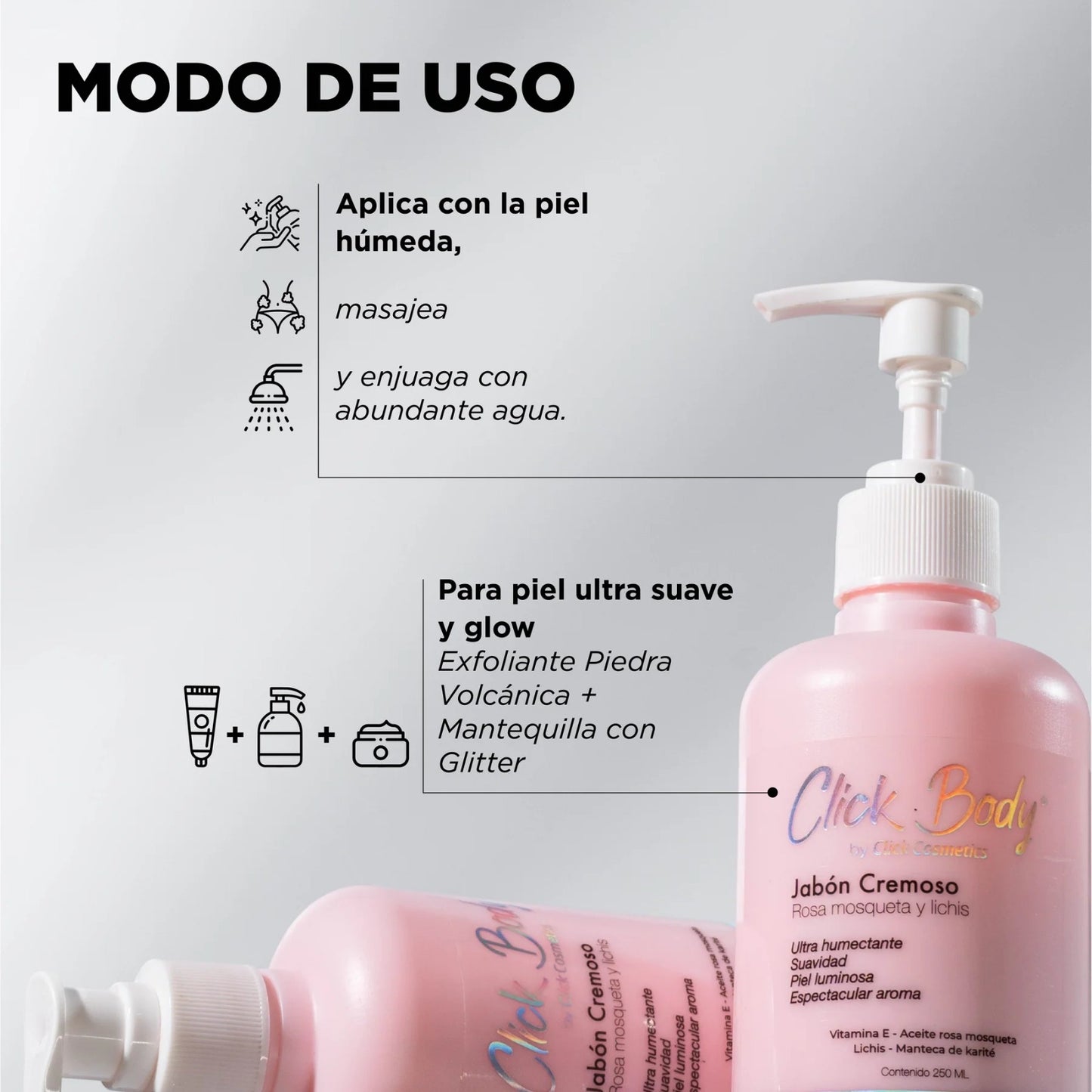 Jabón cremoso de rosa y lichis Click Hair