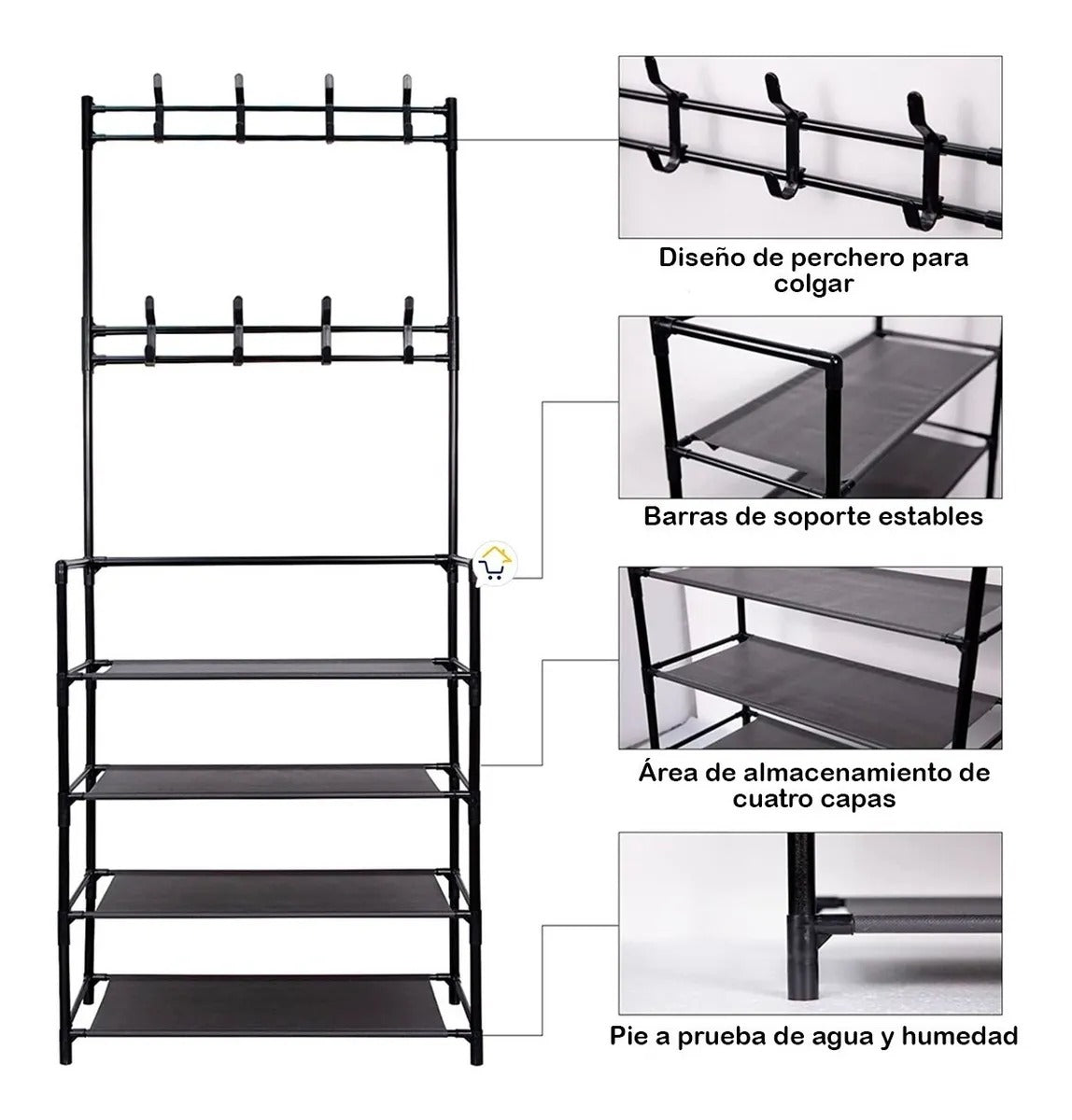 Zapatero Perchero 4 Niveles 80cm