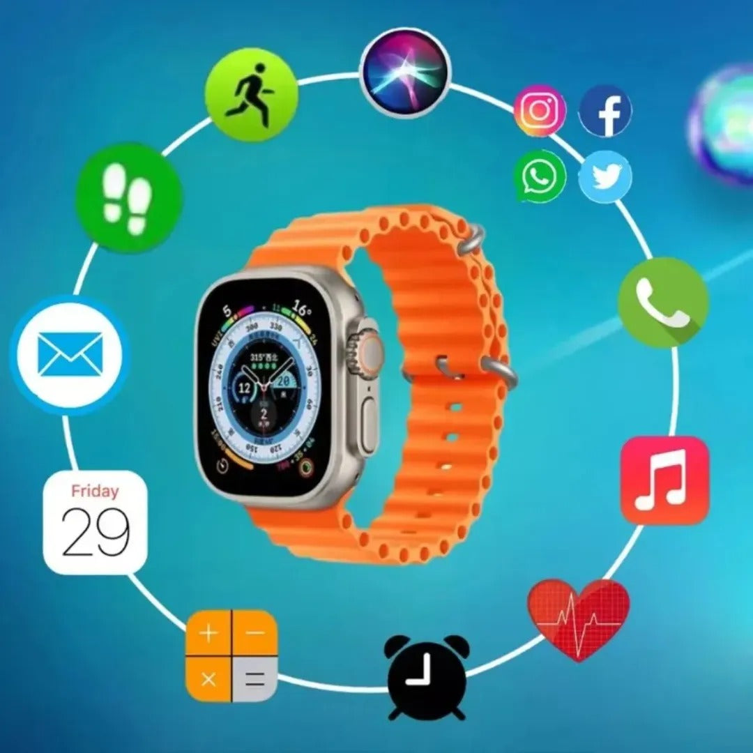 Reloj inteligente con audifonos y Powerbank